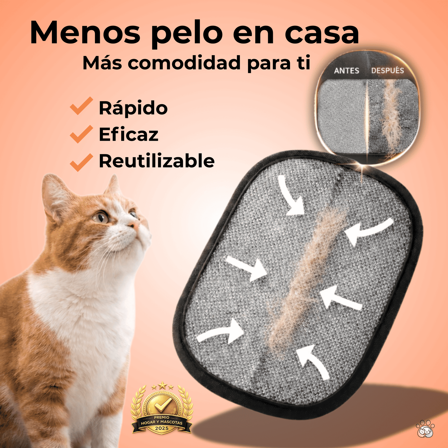 Manopla Quitapelos Reutilizable para Mascotas