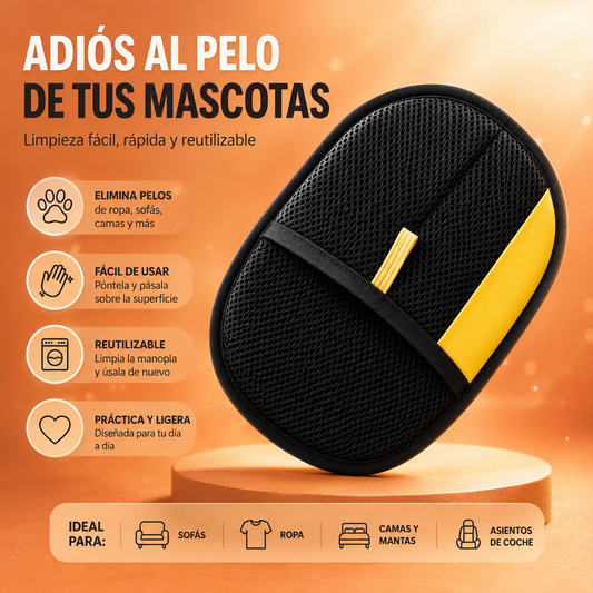 Manopla Quitapelos Reutilizable para Mascotas